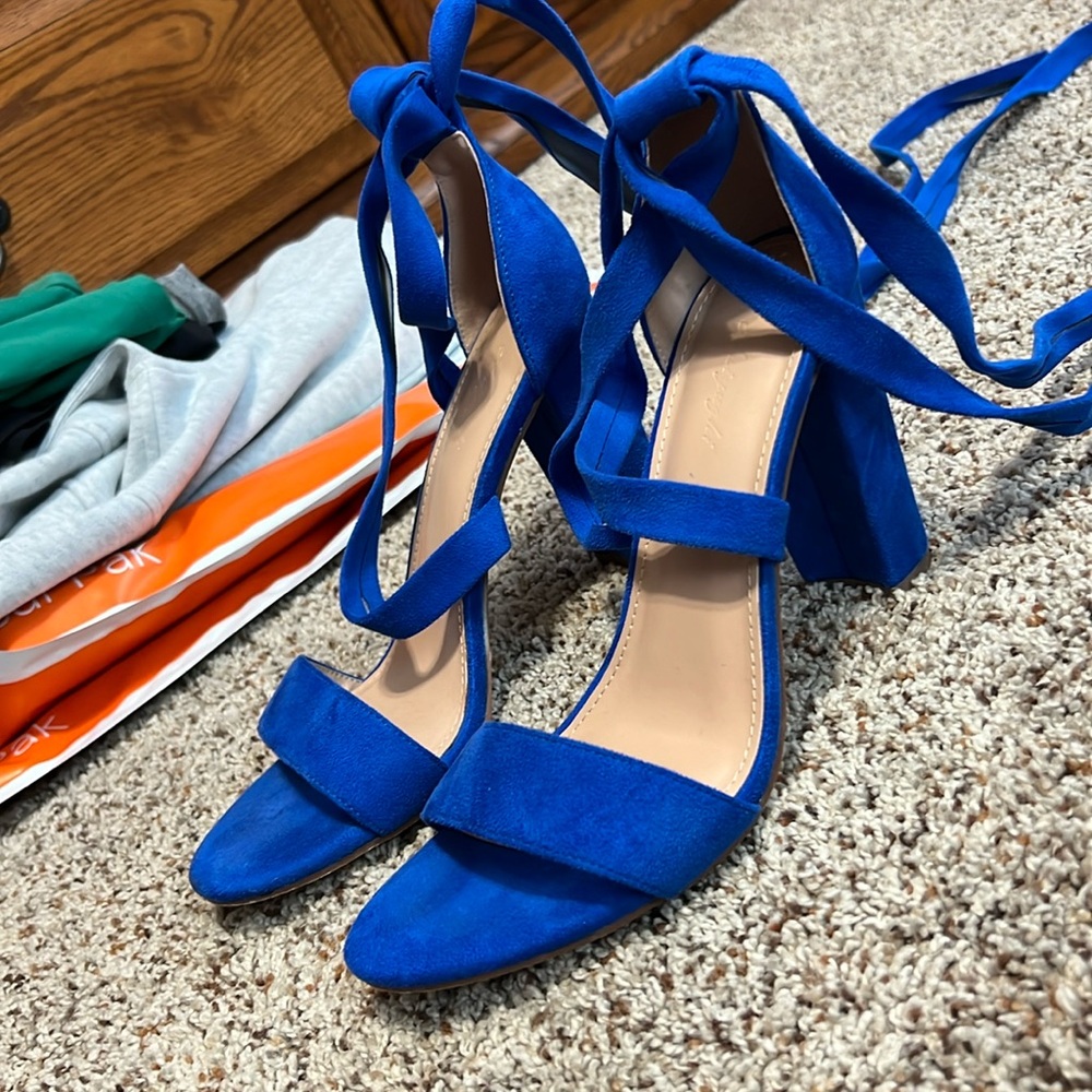 Blue heels worn once